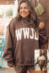 Letter Print Mock Neck Oversized Long Sleeve Sweatshirt