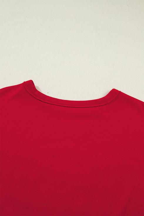 Letter Print Raw Seam Drop Shoulder Loose Tee