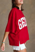 Letter Print Raw Seam Drop Shoulder Loose Tee