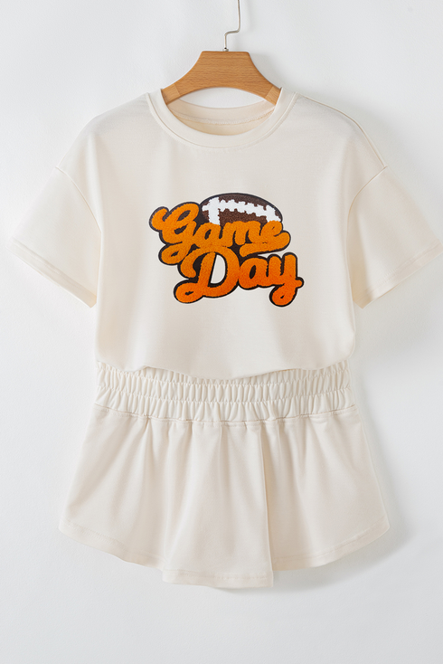Letter Print Tee And Skort Two Piece Graphic Set