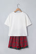 Letter Print Top Elastic Waist Pocket Shorts Lounge Set