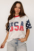 Letter Print USA Flag Graphic Patchwork Tee