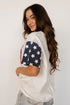 Letter Print USA Flag Graphic Patchwork Tee