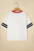 Letter Print Varsity Striped Sleeve Round Neck Tee