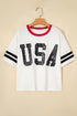 Letter Print Varsity Striped Sleeve Round Neck Tee