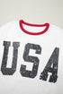 Letter Print Varsity Striped Sleeve Round Neck Tee