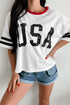 Letter Print Varsity Striped Sleeve Round Neck Tee