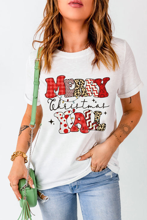 Lettered Graphic Print Crew Neck Short Sleeve Tee