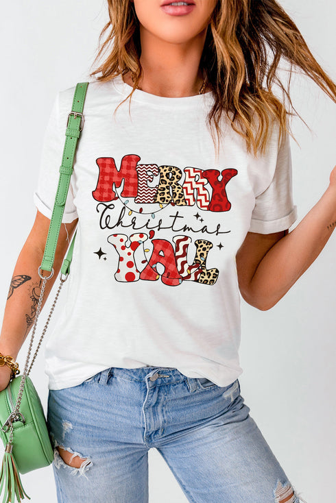 Lettered Graphic Print Crew Neck Short Sleeve Tee