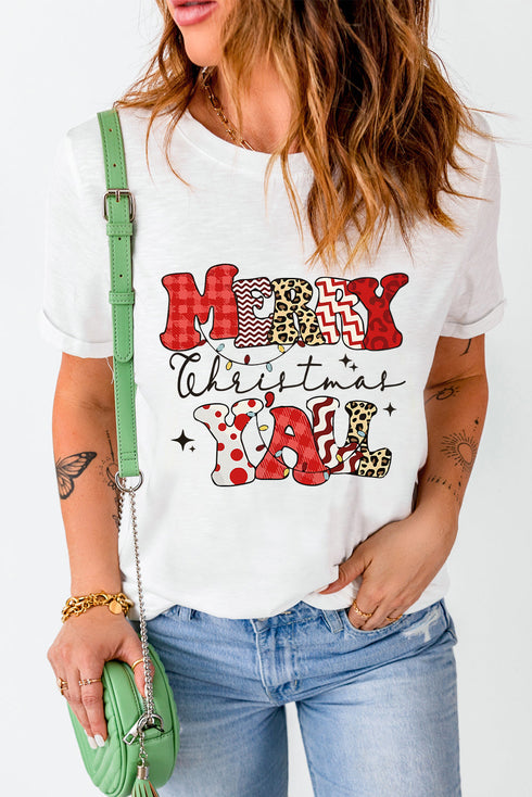 Lettered Graphic Print Crew Neck Short Sleeve Tee