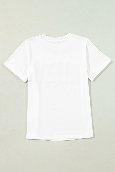 Lettered Graphic Print Crew Neck Short Sleeve Tee