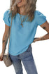 Light Blue Bubble Sleeve Solid Color Elegant T-Shirt