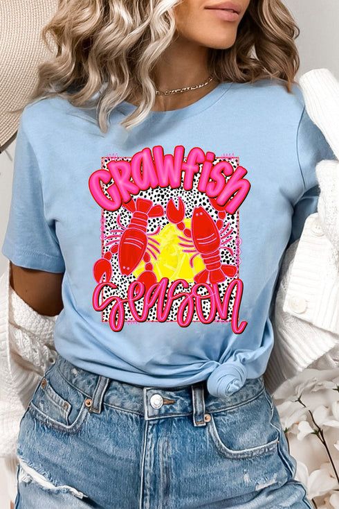 Light Blue Crawfish Season Fashion Graphic T Shirt