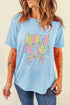 Light Blue happy easter Bowknot Printed Crewneck T Shirt