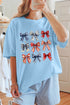 Light Blue Independence Day Bowknot Graphic Tee