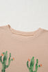 Light French Beige Cactus Forest Waffle Half Sleeve Tee Short Set