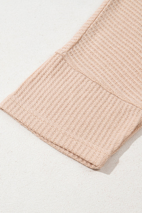 Light French Beige Cactus Forest Waffle Half Sleeve Tee Short Set