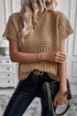 Light French Beige Rib Knitted Wide Sleeve Sweater T Shirt