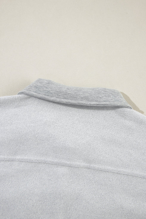 Light Grey Flap Pockets Contrast Buttons Front Jacket Vest