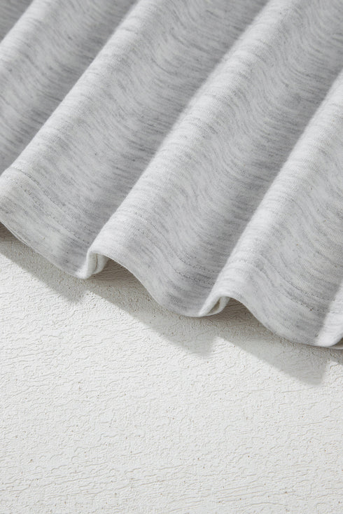 Light Grey Two Tone Contrast Waffle Knit Patched Buttoned V Neck Top