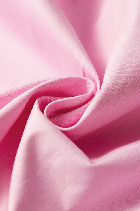 Light Pink Lace Square Neck Patchwork Puff Sleeve Blouse