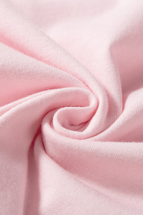 Light Pink Scoop Neck Bubble Sleeve Tee