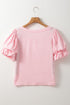 Light Pink Scoop Neck Bubble Sleeve Tee