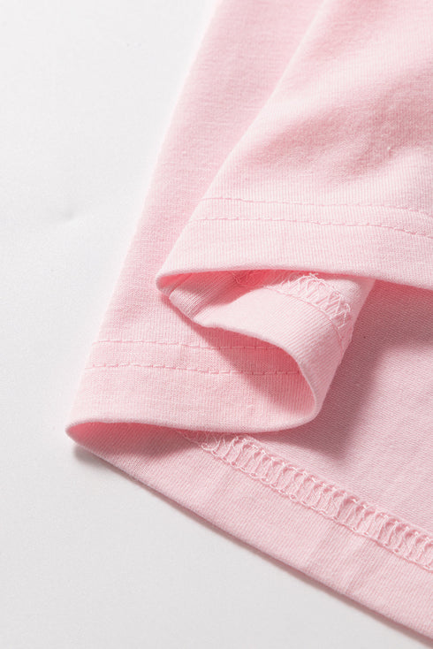 Light Pink Scoop Neck Bubble Sleeve Tee