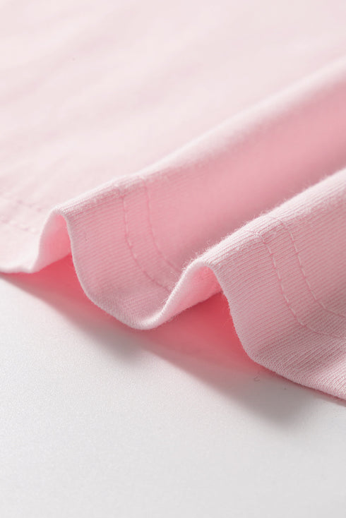 Light Pink Scoop Neck Bubble Sleeve Tee