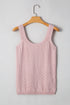 Light Pink Solid Textured Checkered U Neck Sweater Vest