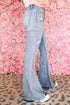 Light Wash Distressed High Rise Flare Jeans