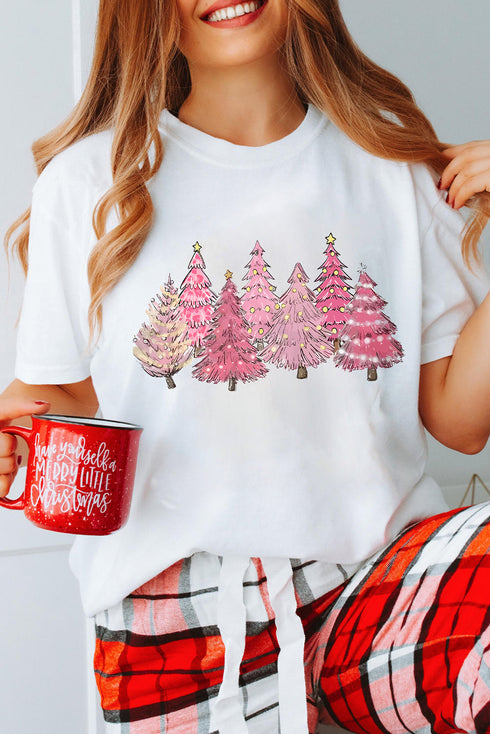 Lighting Christmas Trees Festive Graphic Stretch Tee