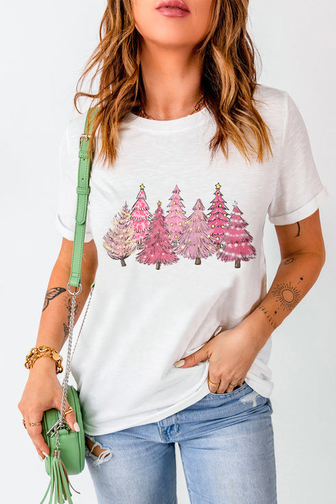 Lighting Christmas Trees Festive Graphic Stretch Tee
