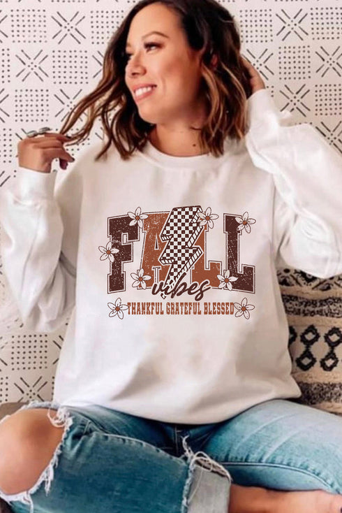 Lightning Checkered Vibes Graphic Crewneck Sweatshirt