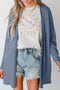 Lightweight Drop Shoulder Ribbed Knit Open Front Cardigan