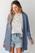 Lightweight Drop Shoulder Ribbed Knit Open Front Cardigan