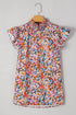 Lightweight Floral Print V Neck Flutter Sleeve Woven Blouse