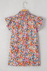 Lightweight Floral Print V Neck Flutter Sleeve Woven Blouse