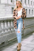 Lightweight Leopard Print Button Front Tunic Cardigan