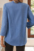 Lightweight Notched V Neck Roll Tab Sleeve Blouse