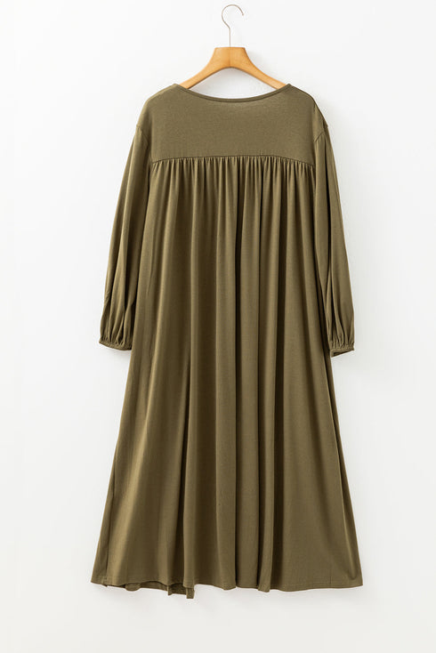 Lightweight Open Front Balloon Sleeve Maxi Duster