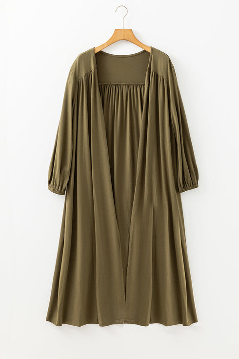 Lightweight Open Front Balloon Sleeve Maxi Duster