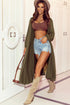 Lightweight Open Front Balloon Sleeve Maxi Duster