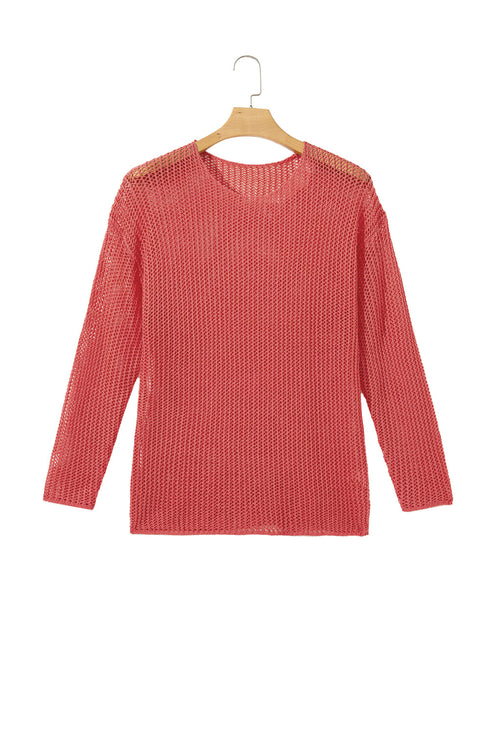 Lightweight Open Knit Boat Neck Pullover Sweater