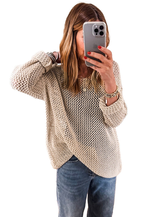 Lightweight Open Knit Boat Neck Pullover Sweater
