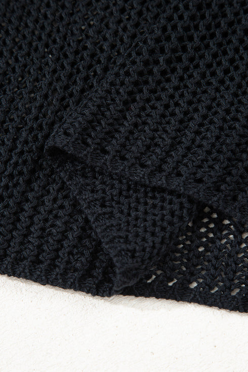 Lightweight Open Knit Boat Neck Pullover Sweater