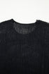 Lightweight Open Knit Boat Neck Pullover Sweater