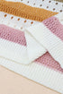 Lightweight Open Knit Striped Crew Neck Sweater