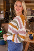 Lightweight Open Knit Striped Crew Neck Sweater