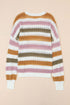 Lightweight Open Knit Striped Crew Neck Sweater